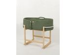 Culla Fatta A Mano, Culla A Dondolo, Materasso Antibatterico - Stile Boho - Cotone Pistacchio