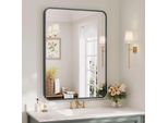 Specchio Da Bagno - Specchio Da Parete Rettangolare 90X60 Cm - Vetro Temprato Chimicamente - Cornice In Alluminio Inossidabile - Design Moderno - Bianco