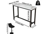Tavolo Da Bar - Tavolo Alto Da Cucina - Piano In Marmo - Struttura In Ferro - 120X40X105 Cm - Rettangolare - Per 6 Persone - Bianco-Grigio