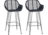 Vidaxl Sgabello Da Bar 2 Pezzi Nero 55 X 52 X 92 Cm Rattan E Ferro