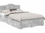 Vidaxl Giroletto Con Testiera Grigio Cemento 135 X 190 Cm Materiale A Base Di Legno