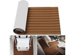Ponte Barca In Look Teak - Decking In Schiuma Eva - Autoadesivo - 240X60 Cm - Spessore 6 Mm - Marrone