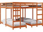 Vidaxl Telaio Per Letto A Castello Triplo Marrone Cera 200 X 200 Cm
