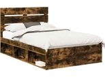 Vidaxl Struttura Letto In Rovere Affumicato 120 X 190 Cm In Legno Di Pino Massiccio