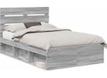 Vidaxl Struttura Letto Grigio Sonoma 120 X 190 Cm In Legno Di Pino Massiccio
