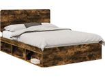 Vidaxl Struttura Letto In Rovere Affumicato 140 X 200 Cm In Legno Di Pino Massiccio