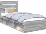Vidaxl Struttura Letto Grigio Sonoma 100 X 200 Cm In Legno Di Pino Massiccio