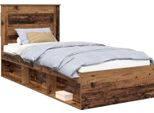Vidaxl Struttura Letto In Legno Vecchio 90 X 200 Cm In Legno Di Pino Massiccio