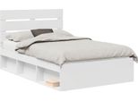 Vidaxl Struttura Letto Con Testata Bianca 120 X 190 Cm In Legno Di Pino Massiccio