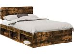Vidaxl Struttura Letto In Rovere Affumicato 120 X 190 Cm In Legno Di Pino Massiccio