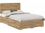 Vidaxl Artisan Struttura Letto In Rovere 120 X 190 Cm Materiale A Base Di Legno