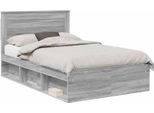 Vidaxl Struttura Letto Grigio Sonoma 135 X 190 Cm Legno Di Pino Massiccio
