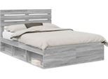 Vidaxl Struttura Letto Grigio Sonoma 150 X 200 Cm In Legno Di Pino Massiccio