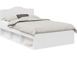 Vidaxl Struttura Letto Con Testiera Bianca 135 X 190 Cm In Legno Di Pino Massiccio