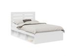 Vidaxl Struttura Letto Con Testiera Bianca 135 X 190 Cm In Legno Di Pino Massiccio