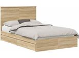 Vidaxl Letto Contenitore Rovere Sonoma 120 X 190 Cm Materiale A Base Di Legno