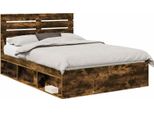Vidaxl Struttura Letto In Rovere Affumicato 140 X 190 Cm In Legno Di Pino Massiccio
