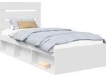 Vidaxl Struttura Letto Con Testiera Bianca 90 X 200 Cm In Legno Di Pino Massiccio