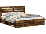 Vidaxl Struttura Letto In Rovere Affumicato 200 X 200 Cm In Legno Di Pino Massiccio