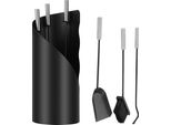 Bettizia Set Camino 4 Pezzi Set Stufa Robusto Set Camino Ferro Poker Nero