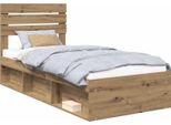 Vidaxl Struttura Letto Artisan In Rovere 75 X 190 Cm In Legno Di Pino Massiccio