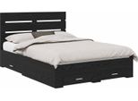 Vidaxl Struttura Del Letto In Rovere Nero 140 X 190 Cm Materiale A Base Di Legno