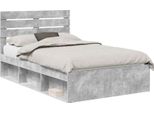 Vidaxl Struttura Letto Con Testiera In Cemento 120 X 190 Cm In Legno Di Pino Massiccio