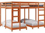 Vidaxl Telaio Per Letto A Castello Triplo Marrone Cera 160 X 200 Cm