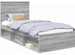Vidaxl Struttura Letto Grigio Sonoma 90 X 190 Cm In Legno Di Pino Massiccio