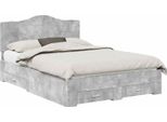 Vidaxl Giroletto Con Testiera Grigio Cemento 140 X 200 Cm Materiale A Base Di Legno