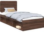 Vidaxl Struttura Del Letto In Legno Di Pino Massiccio 90 X 200 Cm, Aspetto Rovere Marrone