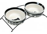 Trixie 24641 A Set Of Ceramic Bowls On A Stand 0.6 L