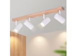 Zmh Faretto Da Soffitto A 4 Fiamme Faretto Da Soffitto In Legno Lampada Da Soffitto Bianca GU10 Lampada Da Corridoio Vintage Orientabile A 350° Luce Da Soffitto Soggiorno Per Corridoio Camera Da Letto Camera Dei Bambini Cucina