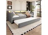 Lvhom Daybed 90X200Cm Con Led&Usb, Daybed Con Superficie Di Sdraio Estensibile 90X200Cm, Divano Letto Con Contenitore, Grigio