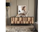 Vicco Lowboard Eliza, 150 X 60 Cm Con 3 Cassetti, Nero/Quercia