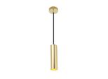 Moderna E Minimalista Lampada A Sospensione Da Soffitto In Alluminio Dorato A Forma Di Tubo Lungo 20 Cm Con Attacco Per Lampada GU10, Regolabile In Altezza