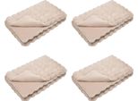 Vidaxl Coperta In Pelliccia Sintetica Di Coniglio 4 Pezzi Beige 220 X 240 Cm