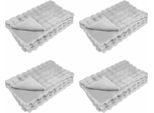 Vidaxl Coperta In Pelliccia Sintetica Di Coniglio 4 Pezzi Grigio 220 X 240 Cm Poliestere