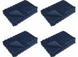 Vidaxl Coperta Di Pelliccia Artificiale Di Coniglio 4 Pezzi Blu Navy 130 X 150 Cm