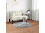 Vidaxl Tappeto In Pelle Di Pecora Artificiale Tafalla Grey Ø 80 Cm Poliestere