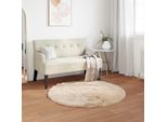 Vidaxl Tappeto In Pelle Di Pecora Artificiale Tafalla Beige Ø 120 Cm Poliestere