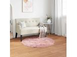 Vidaxl Tappeto In Pelle Di Pecora Artificiale Tafalla Pink Ø 120 Cm Poliestere