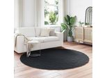 Vidaxl Tappeto Coniglietto In Pelliccia Sintetica Olite Nero Ø 200 Cm Poliestere