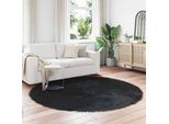 Vidaxl Tappeto In Pelle Di Pecora Artificiale Tafalla Black Ø 200 Cm Poliestere
