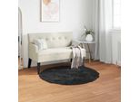 Vidaxl Tappeto In Pelle Di Pecora Artificiale Tafalla Black Ø 120 Cm Poliestere