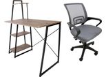 Messa Schreibtischset - Dunkle Eiche + Argo Stuhl grau