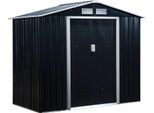 Casetta Per Attrezzi Casetta Da Giardino Casetta Da Giardino Con Telaio Del Pavimento E Porte Scorrevoli Acciaio Resistente Alle Intemperie Antracite 213 X 130 X 185 Cm
