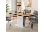 Vicco Tavolo Da Pranzo Estensibile Fenaro, 120/160 X 80 Cm 2 Parti, Nero/Rovere Goldkraft/Bianco/Bianco