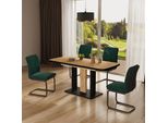 Vicco Tavolo Da Pranzo Estensibile Fenaro, 120/160 X 80 Cm 2 Parti, Rovere Nero/Oro