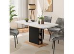 Vicco Tavolo Da Pranzo Estensibile Fenaro, 120/160 X 80 Cm Con Scomparti Aperti, Rovere Bianco/Nero/Goldkraft/Rovere Nero/Oro